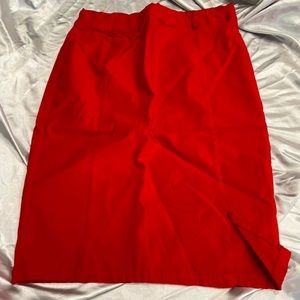 Late Kasin Red Pencil Skirt with Slit